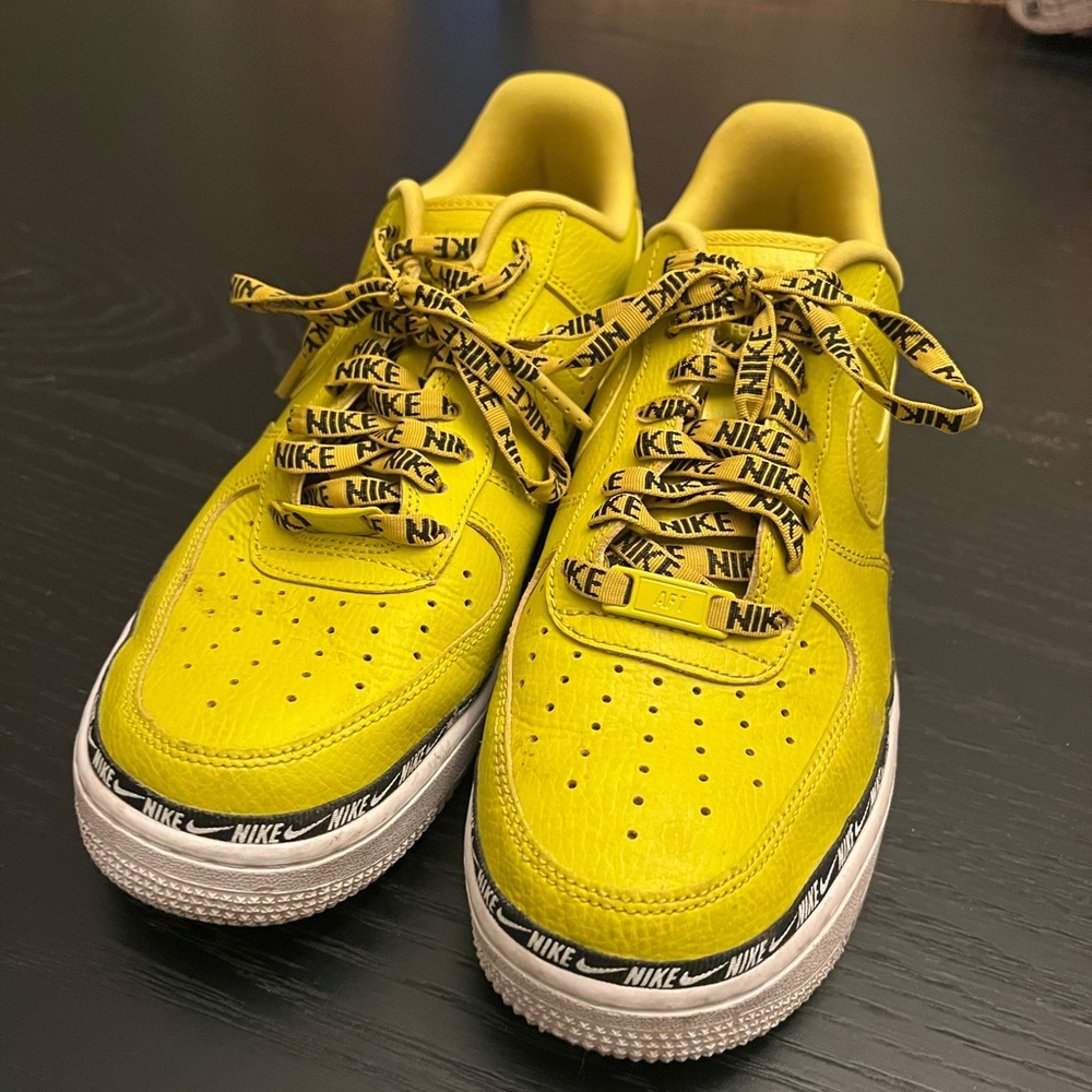 Nike Air Force 1 Low Special Yellow Sneakers with Caution Tape Style Laces